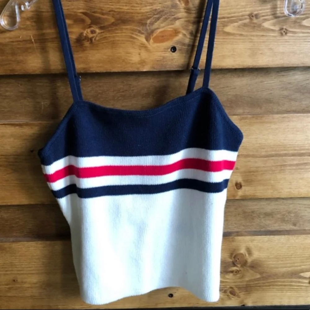 Roxy Navy, White & Red Striped Knit Tank Top
